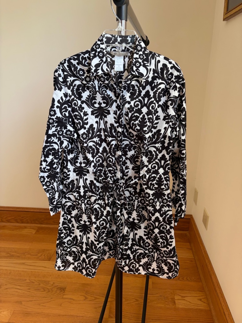 Tommy Bahama Black and White Damask Button-Up